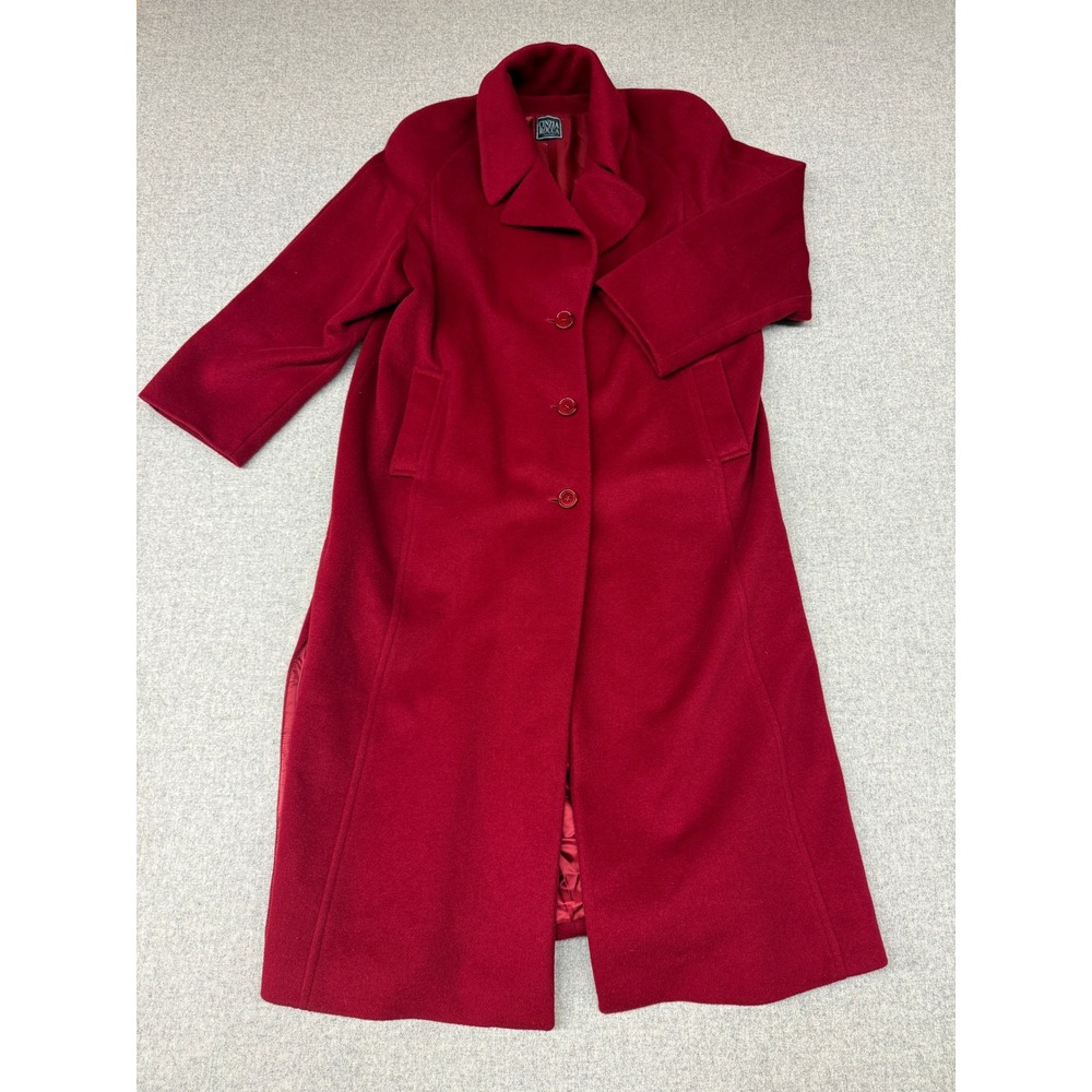 Cinzia Rocca Overcoat 50 Red Wool Cashmere Angora Made in Italy Long Button Coat